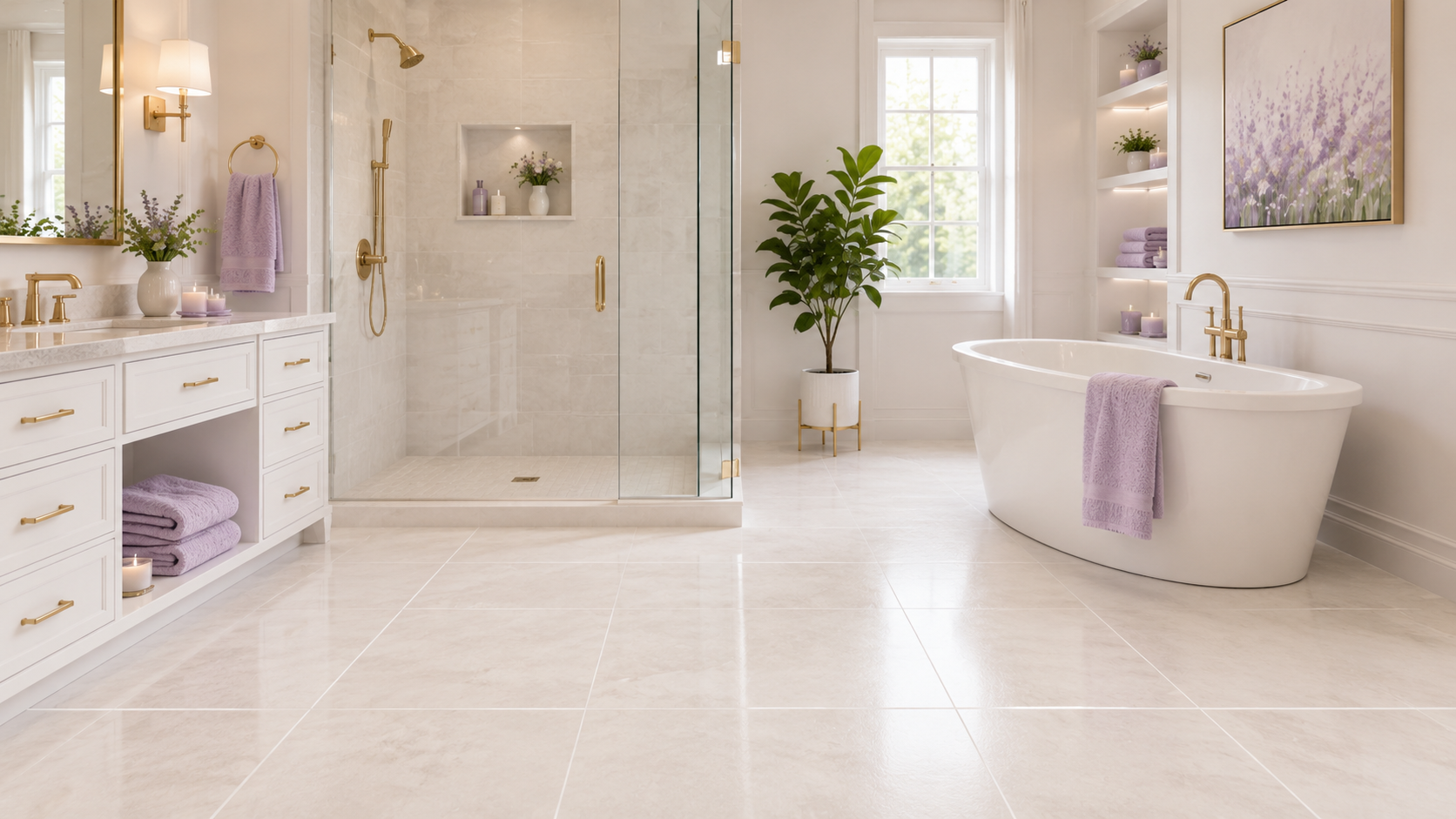 Viva Fresh technician deep-cleaning tiled flooring with commercial-grade equipment